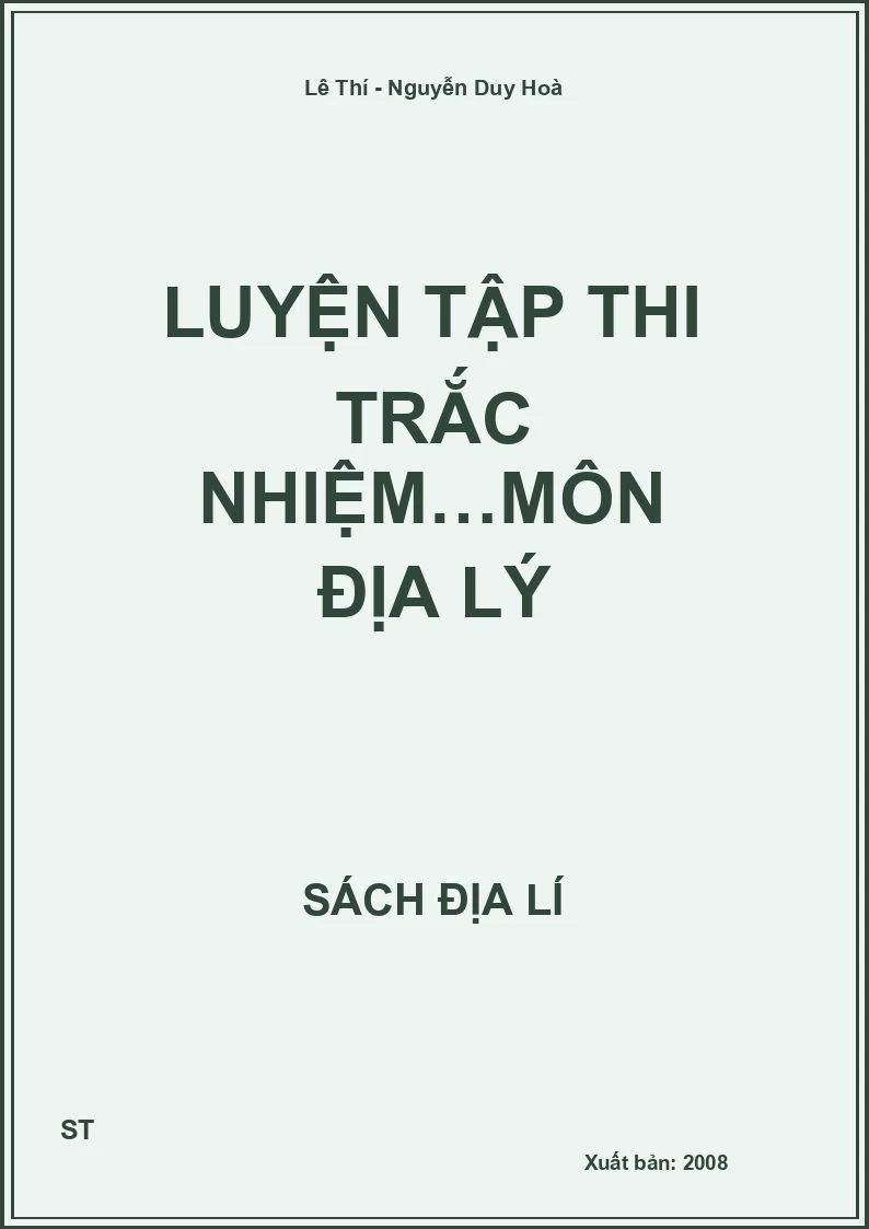 Luyện tập thi trắc nhiệm…môn địa lý
