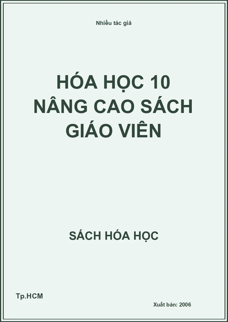 Hóa học 10 nâng cao sách giáo viên