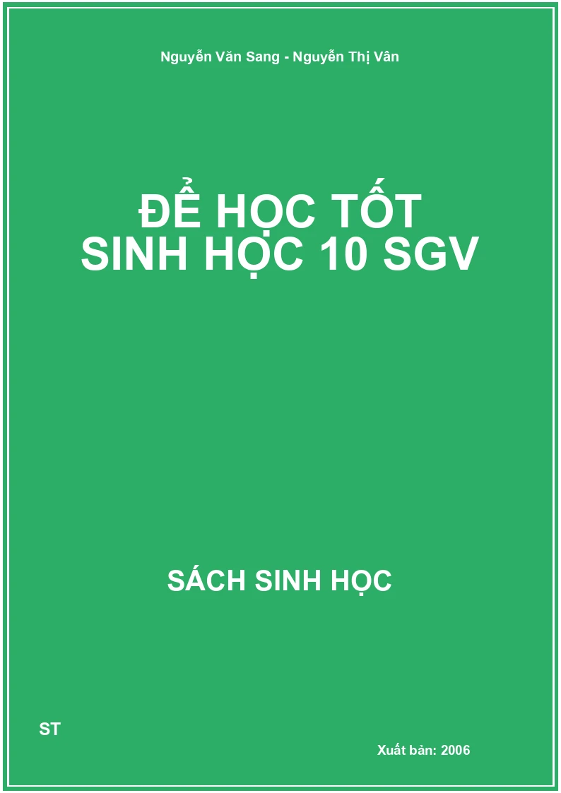 Để Học tốt sinh học 10 SGV