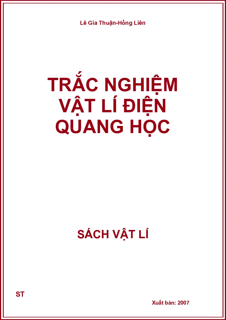 Trắc nghiệm vật lí điện quang học