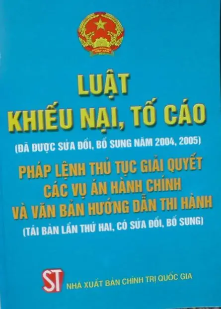 Luật khiếu nại, tố cáo pháp lệnh thủ tục giải quyết các vụ án hành chính và văn bản hướng dẫn thi hành