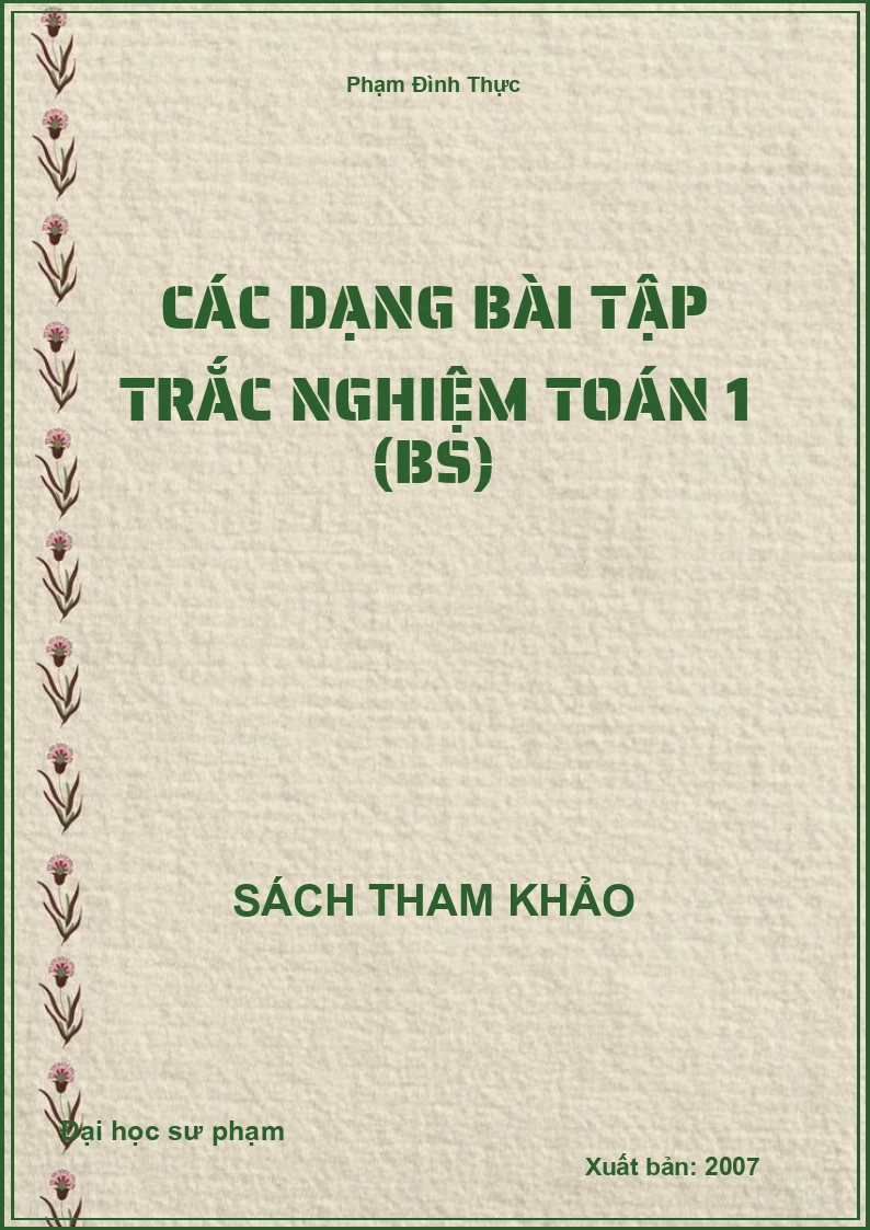 Các dạng bài tập trắc nghiệm toán 1 (BS)