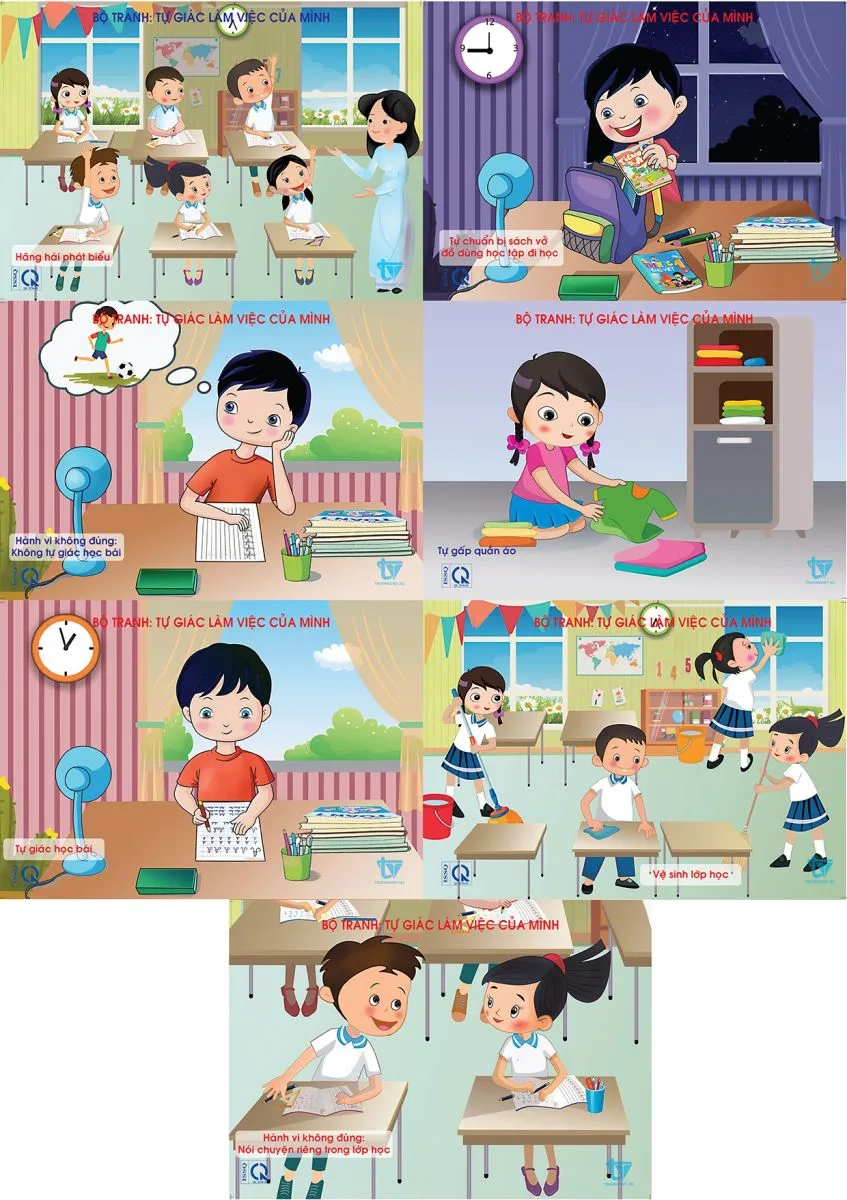 Bộ tranh tự giác làm việc của mình (HS)