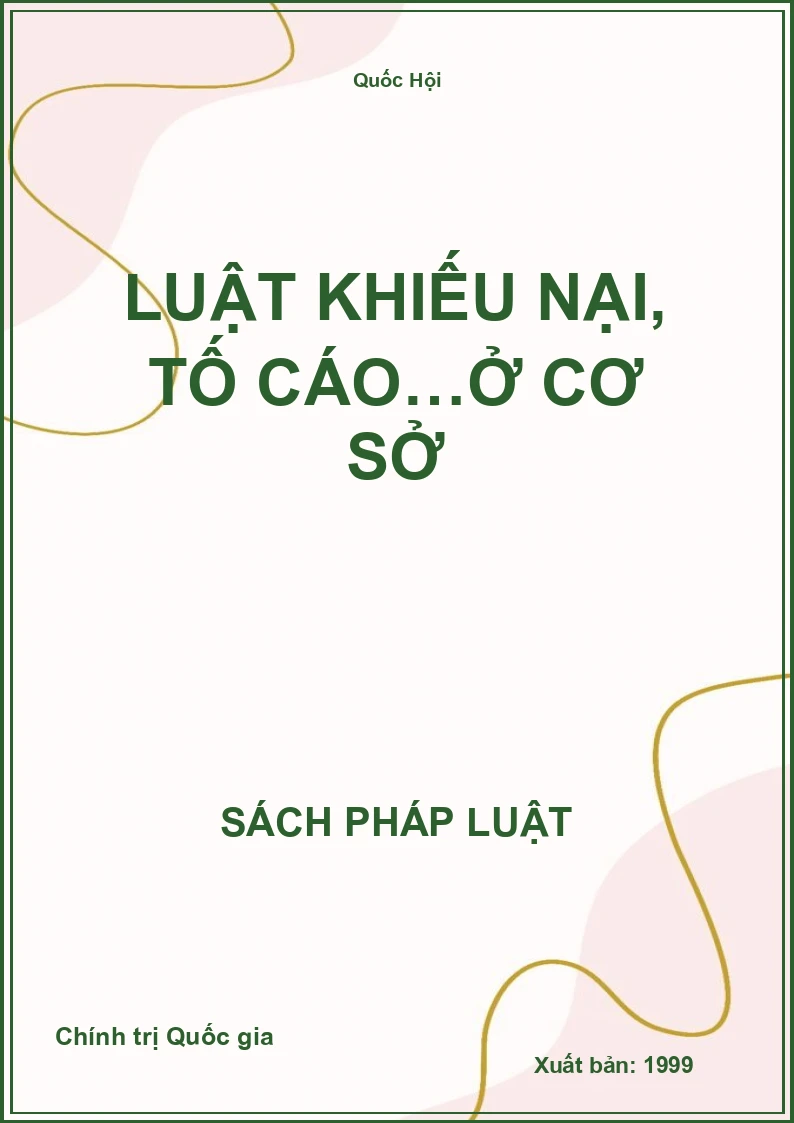 Luật khiếu nại, tố cáo…ở cơ sở