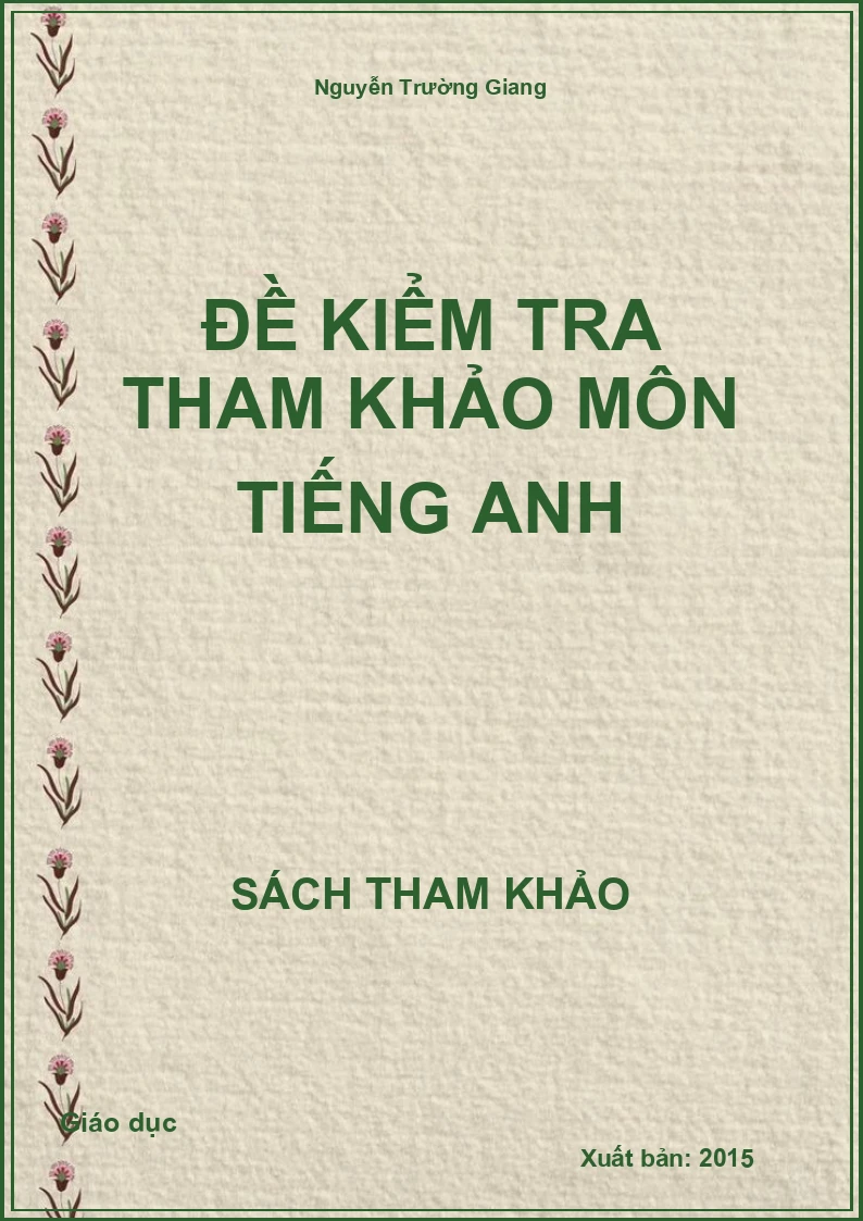 Đề kiểm tra tham khảo môn Tiếng Anh