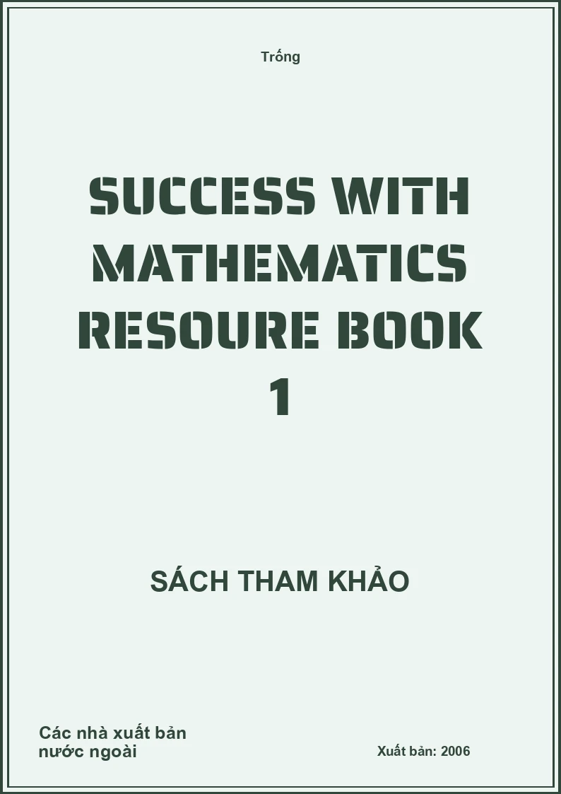 Success with Mathematics Resoure book 1