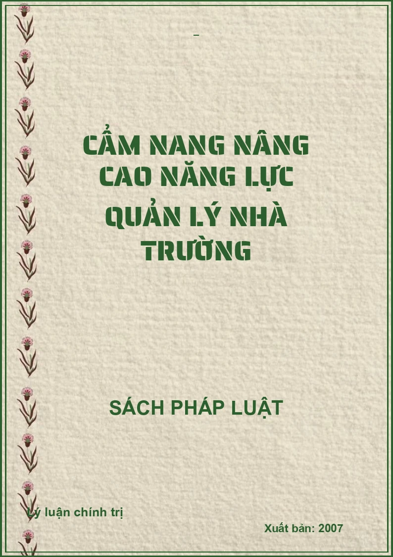 CẨM NANG NÂNG CAO NĂNG LỰC QUẢN LÝ NHÀ TRƯỜNG