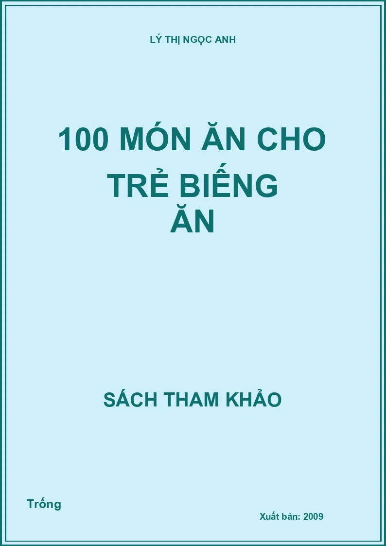 100 món ăn cho trẻ biếng ăn