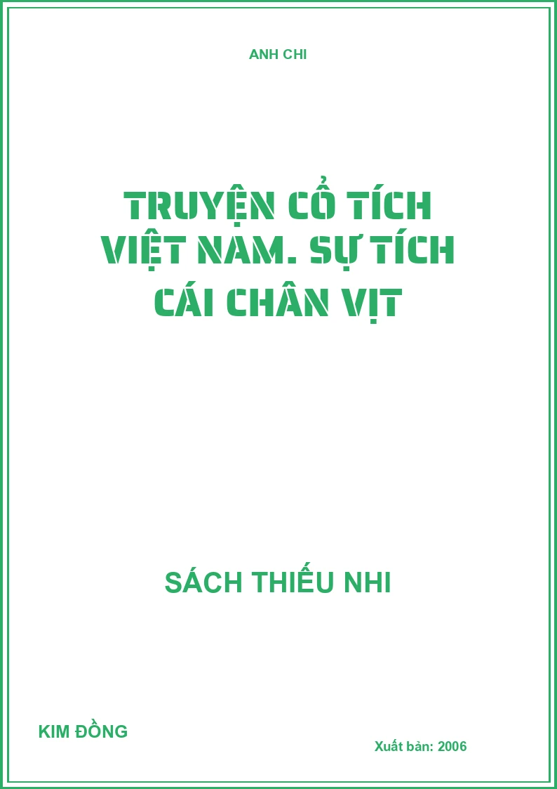 Truyện cổ tích Việt Nam. Sự tích cái chân Vịt