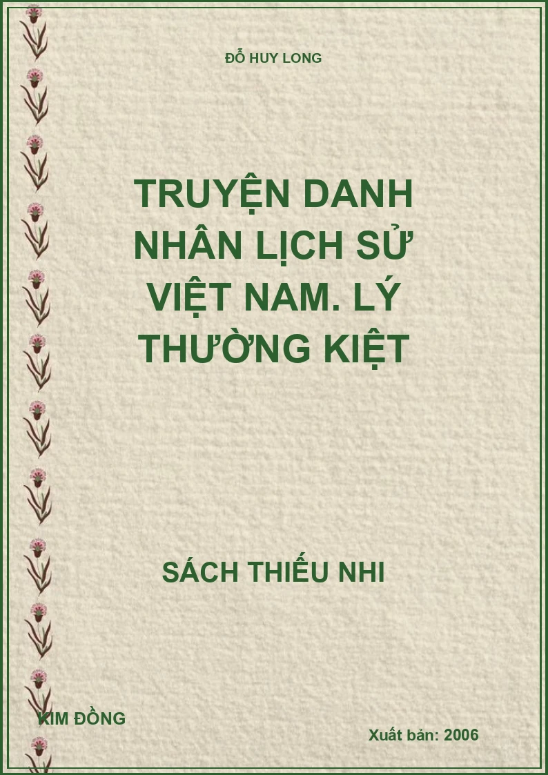 Truyện danh nhân lịch sử Việt Nam. Lý Thường Kiệt