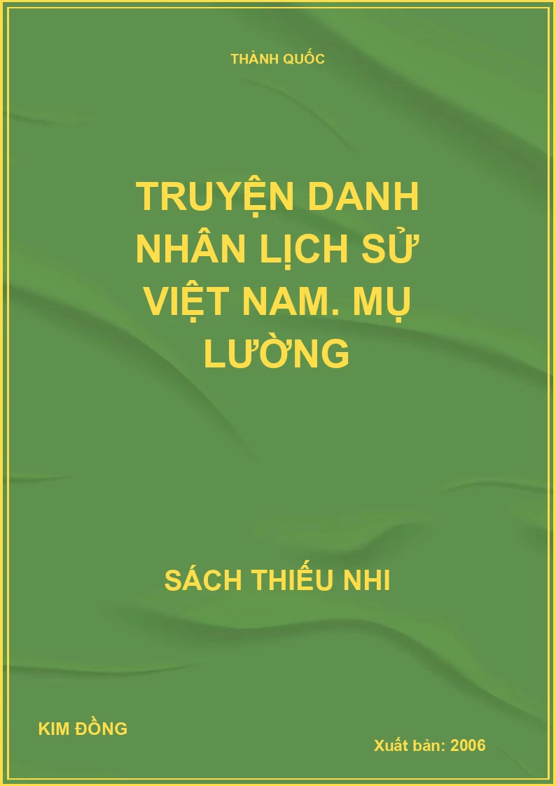 Truyện danh nhân lịch sử Việt Nam. Mụ Lường