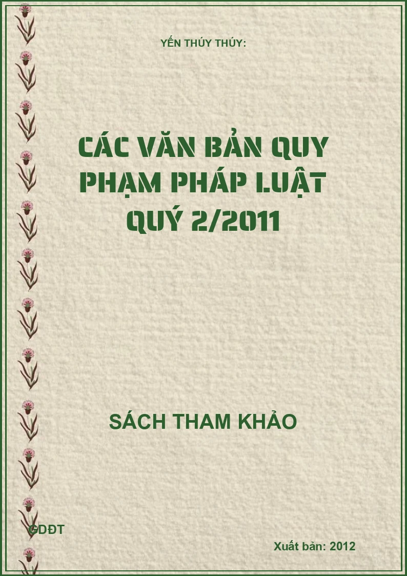 Các Văn Bản Quy Phạm Pháp Luật Quý 2/2011