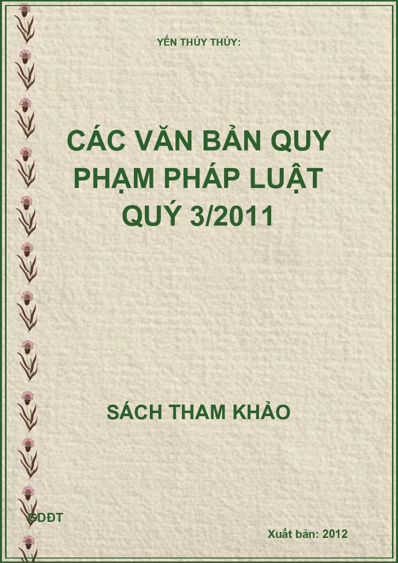 Các Văn Bản Quy Phạm Pháp Luật Quý 3/2011