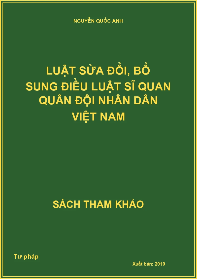 Luật Sửa Đổi, Bổ Sung Một Số Điều của Luật Sĩ Quan Quân Đội Nhân Dân Việt Nam