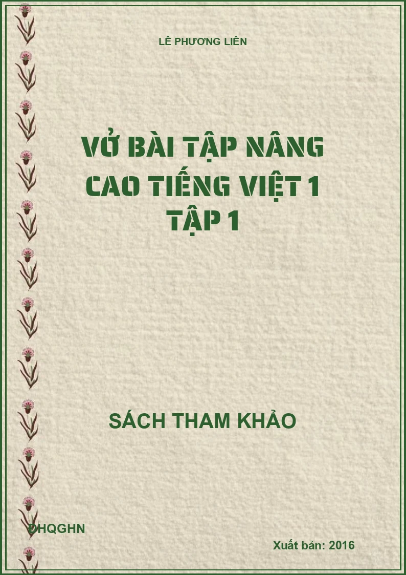 Vở bài tập nâng cao tiếng việt 1 tập 1