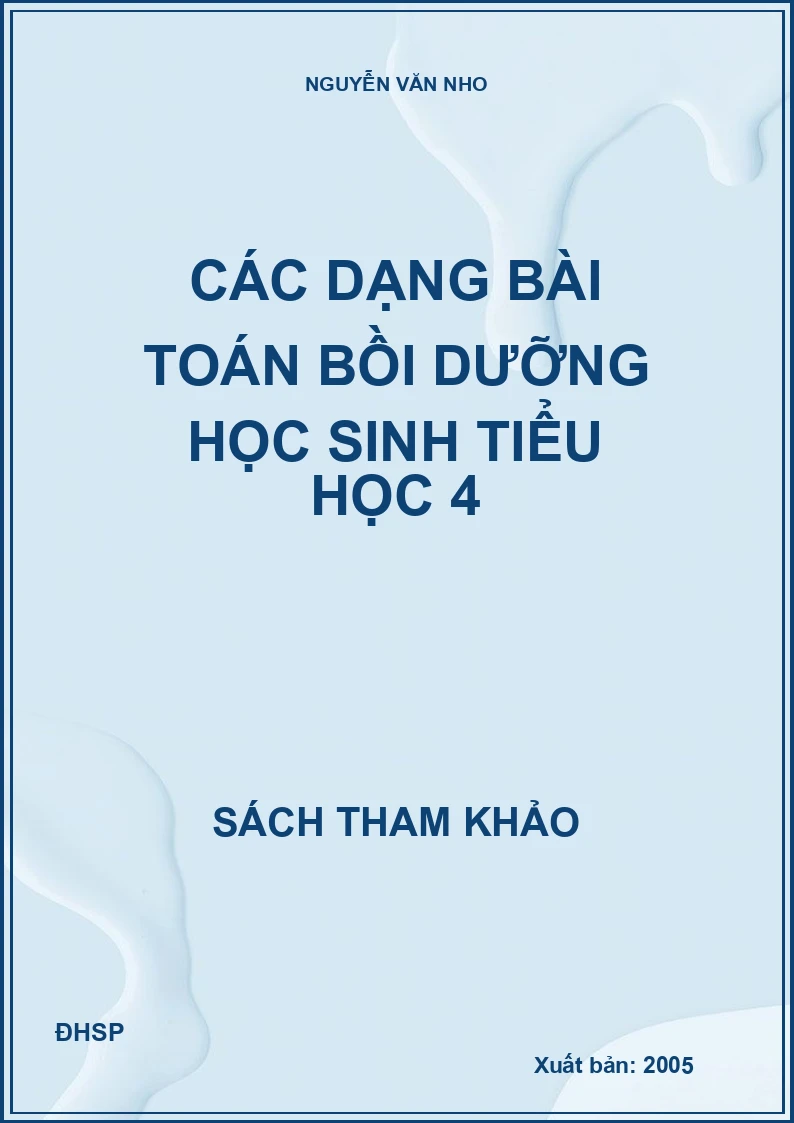 Các dạng bài toán bồi dưỡng học sinh tiểu học 4