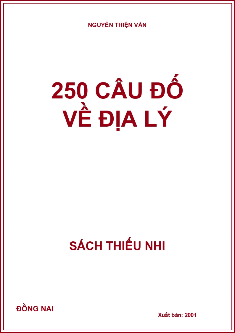 250 Câu đố về địa lý