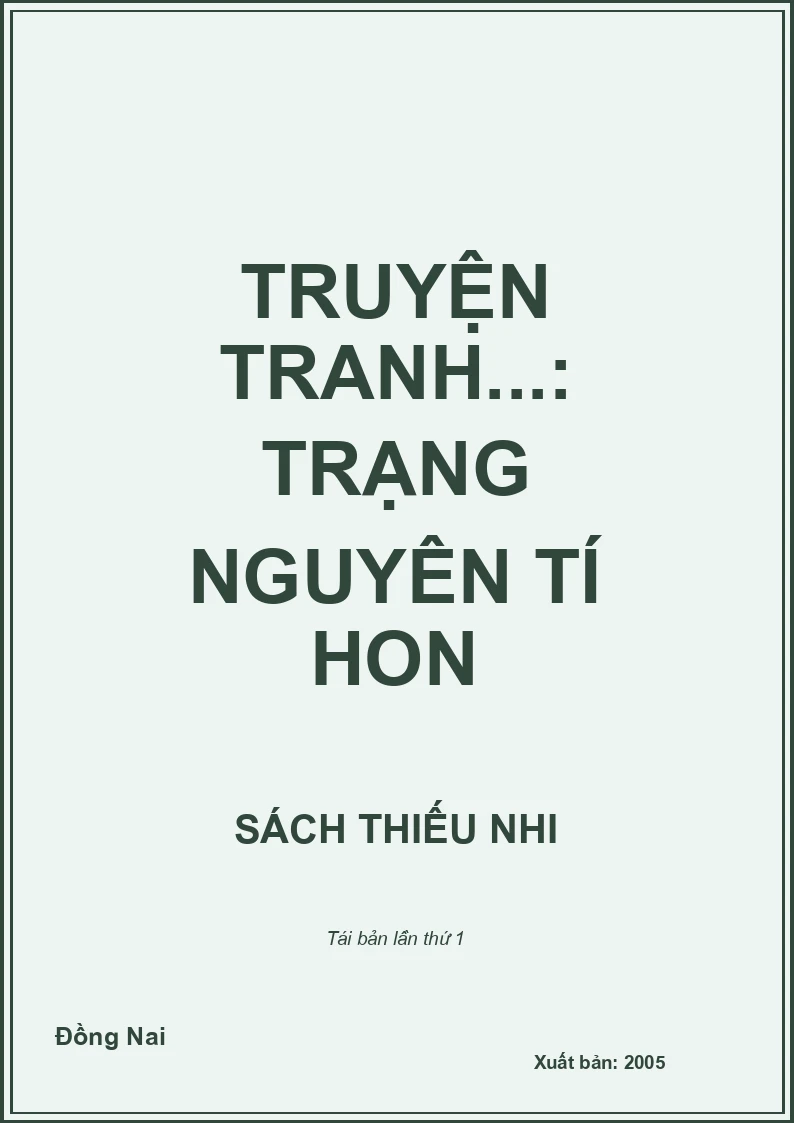 Truyện tranh...: Trạng nguyên tí hon