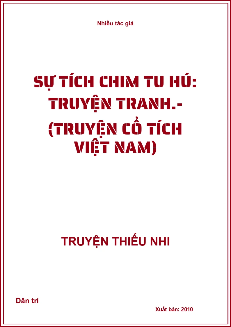 Sự tích chim tu hú: Truyện tranh.- (Truyện cổ tích Việt Nam)