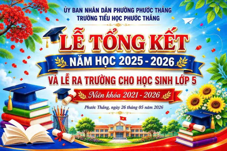 Rực rỡ ngày Lễ Tổng kết năm học 2025 - 2026 và Lễ ra trường cho học sinh khối 5 trường Tiểu học Phước Thắng