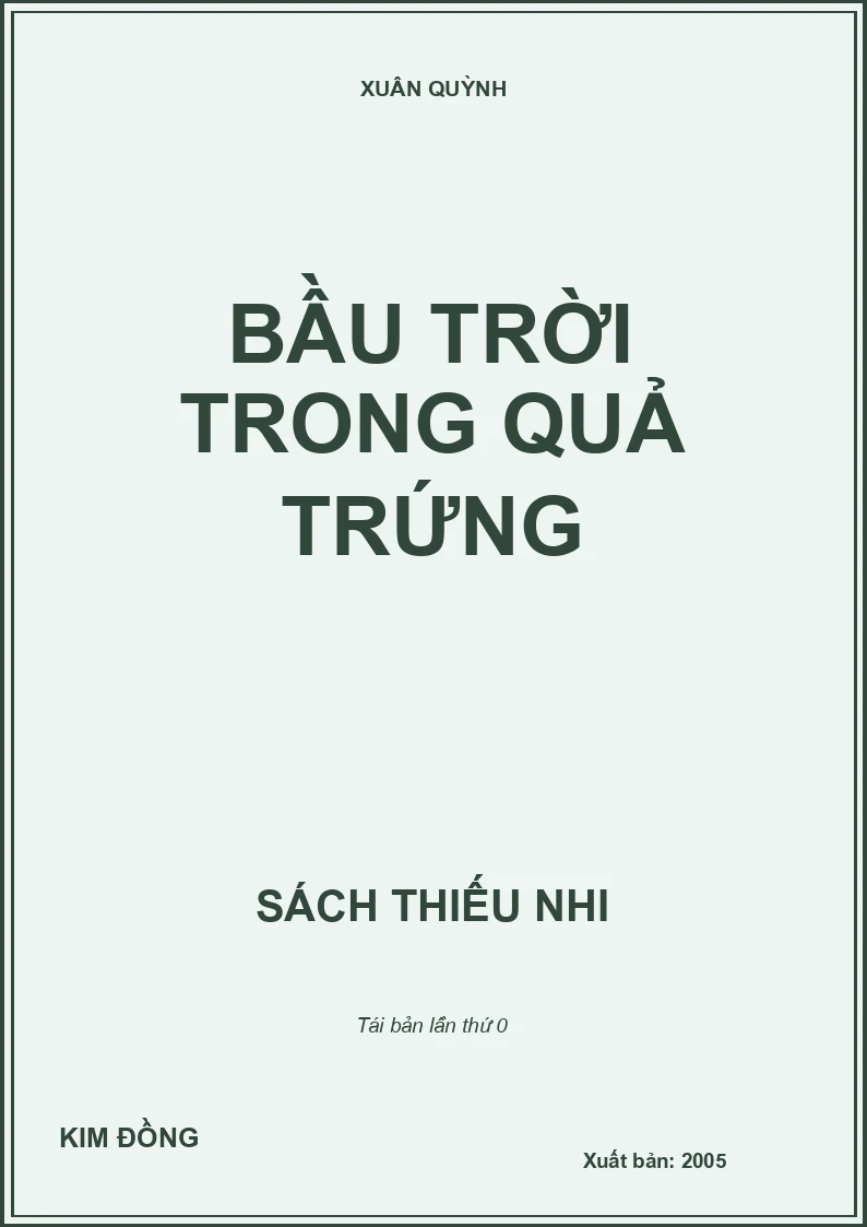 BẦU TRỜI TRONG QUẢ TRỨNG