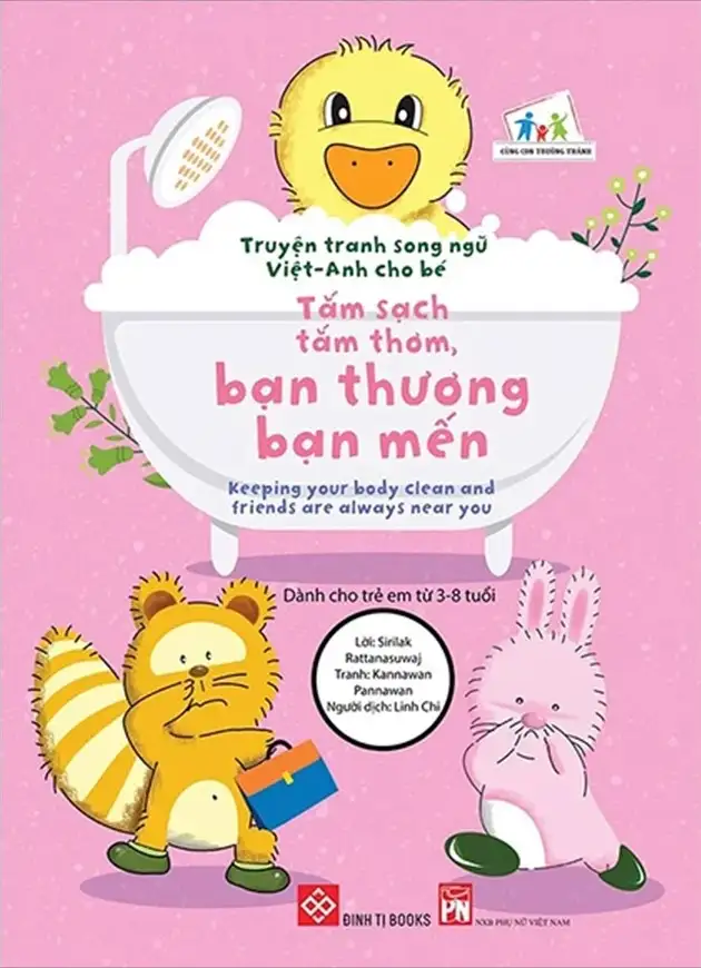 Truyện Tranh Song Ngữ Việt - Anh Cho Bé - Tắm Sạch Tắm Thơm, Bạn Thương Bạn Mến