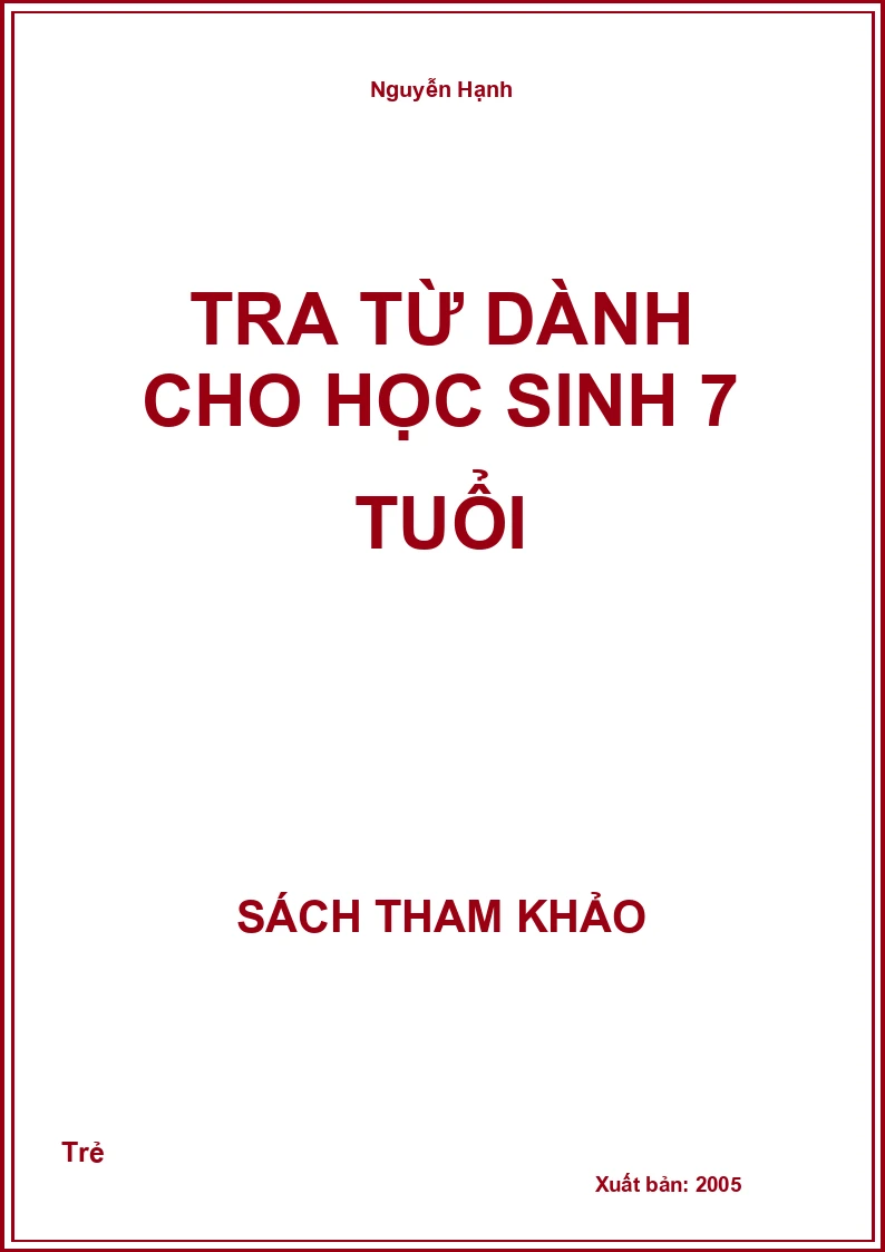 Tra từ dành cho học sinh 7 tuổi