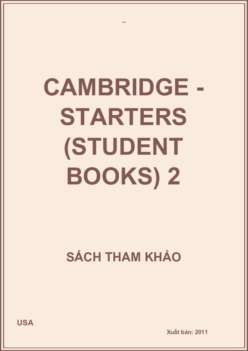 Cambridge - Starters (Student books) 2