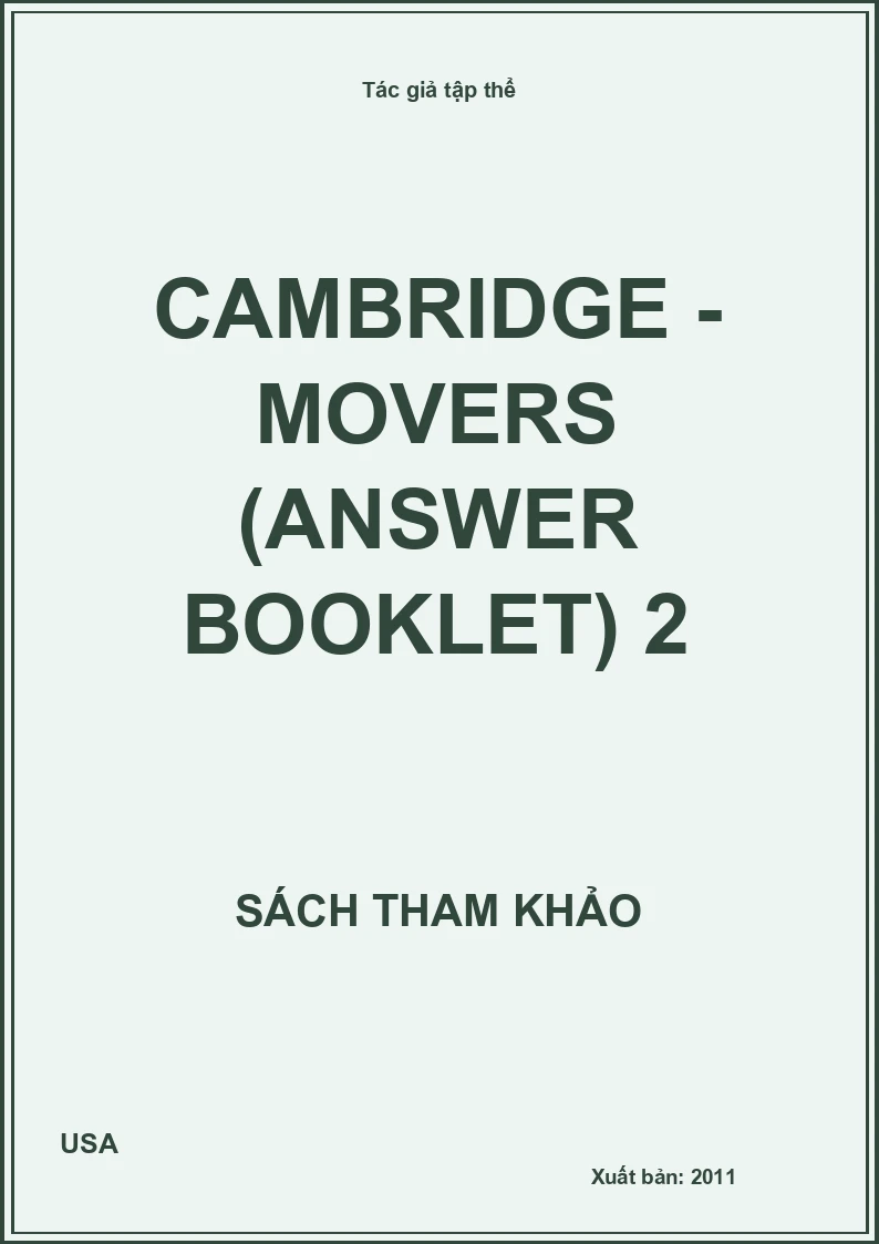 Cambridge - Movers (Answer booklet) 2