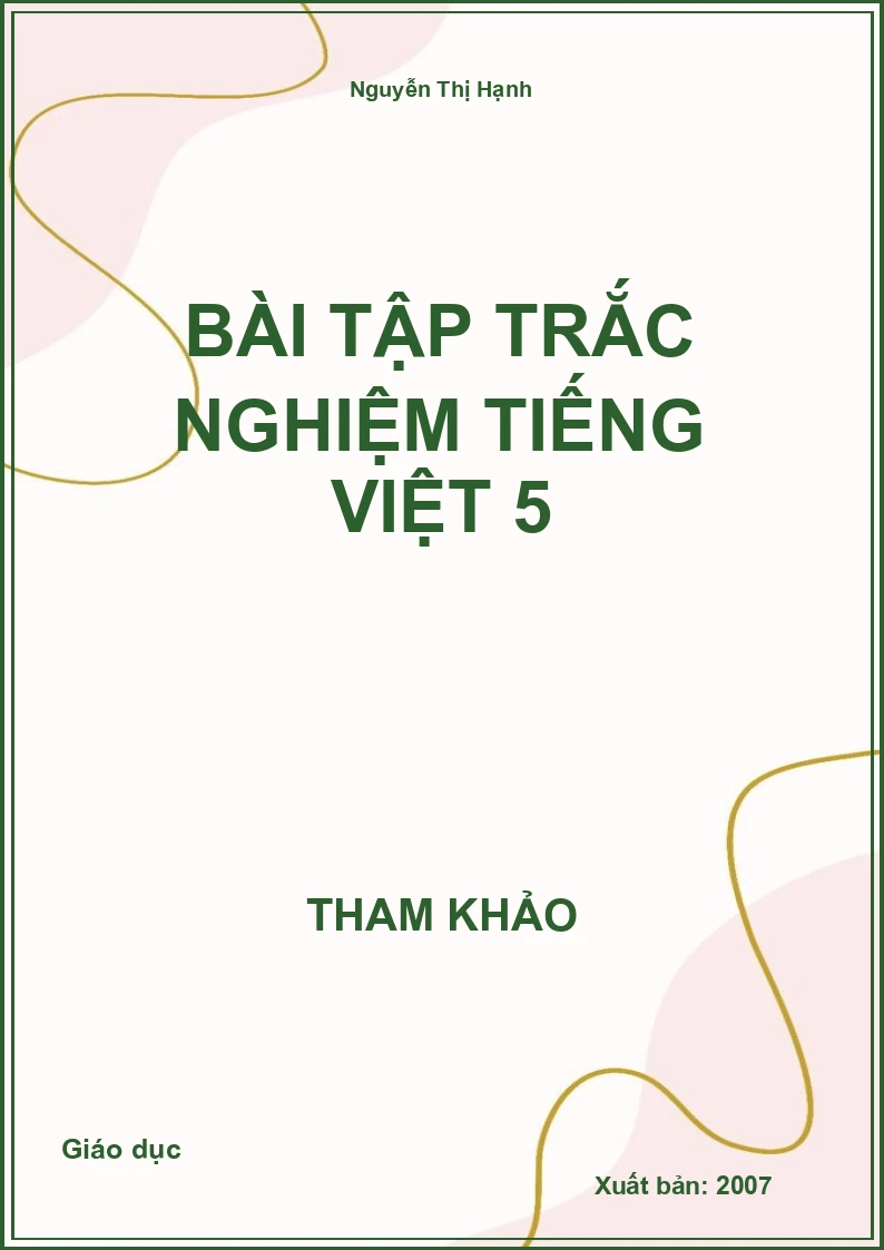 Bài tập trắc nghiệm tiếng Việt 5