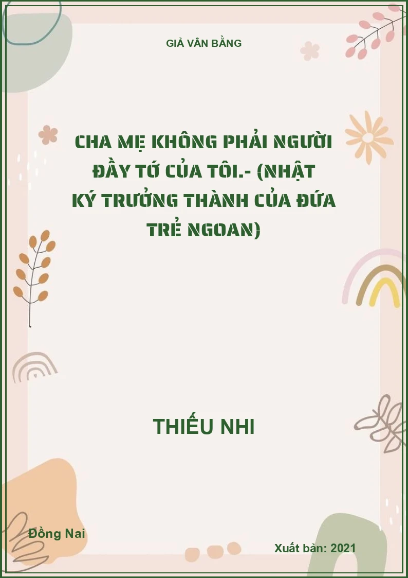 Cha mẹ không phải người đầy tớ của tôi.- (Nhật ký trưởng thành của đứa trẻ ngoan)