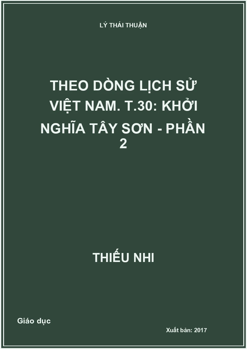 Theo dòng lịch sử Việt Nam. T.30: Khởi nghĩa Tây Sơn - Phần 2