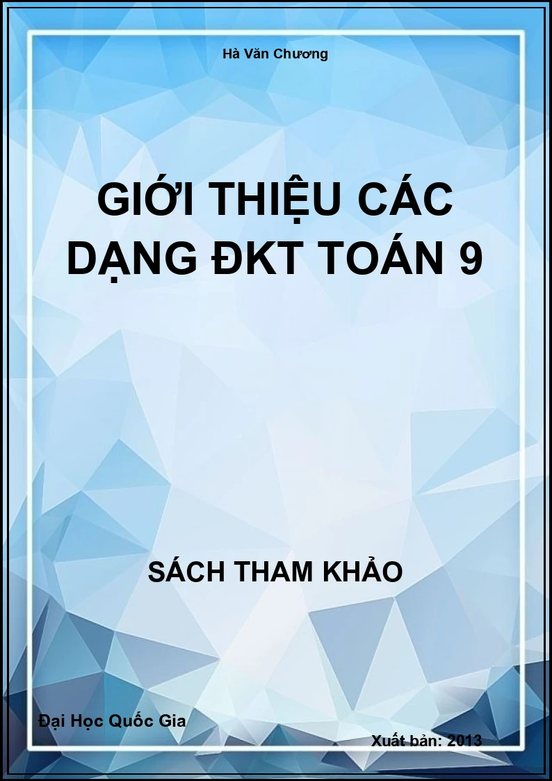 Giới thiệu các dạng ĐKT Toán 9