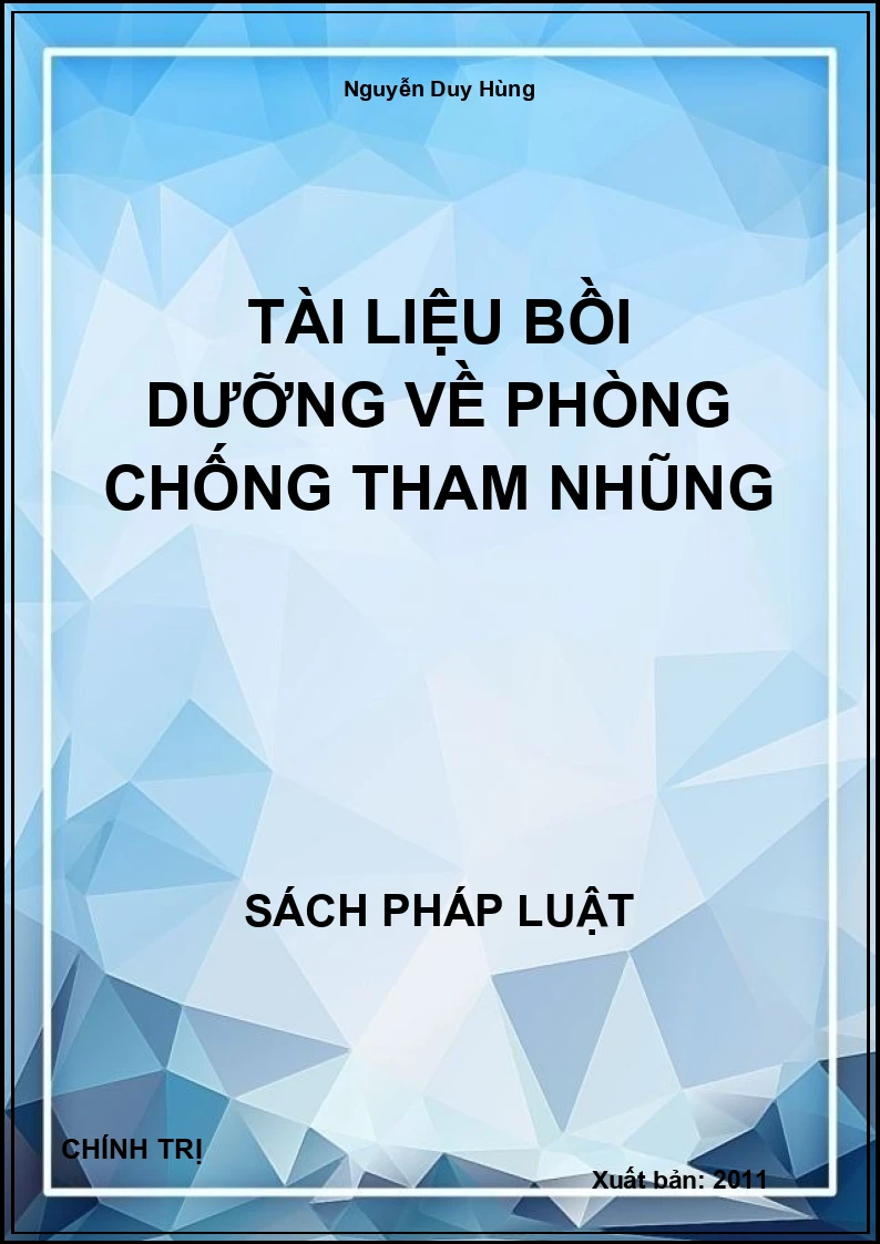 Tài liệu bồi dưỡng về phòng chống tham nhũng