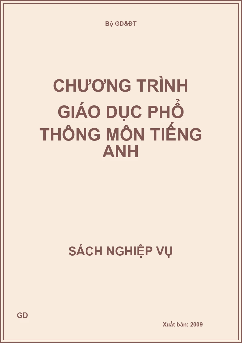 Chương trình giáo dục phổ thông môn Tiếng anh