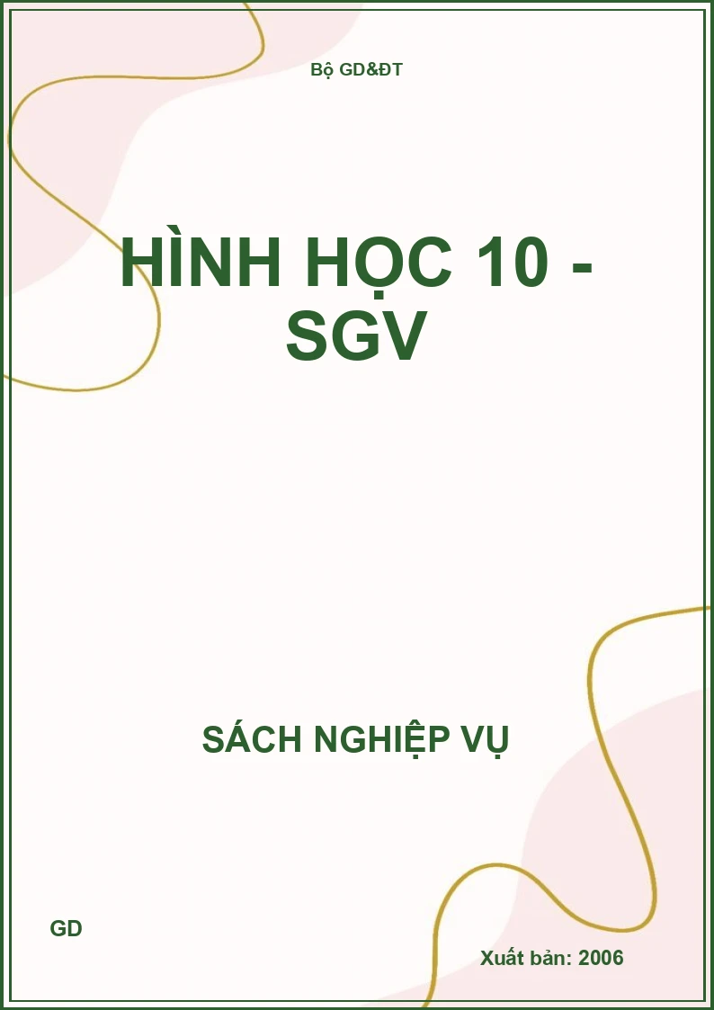 Hình học 10 - SGV