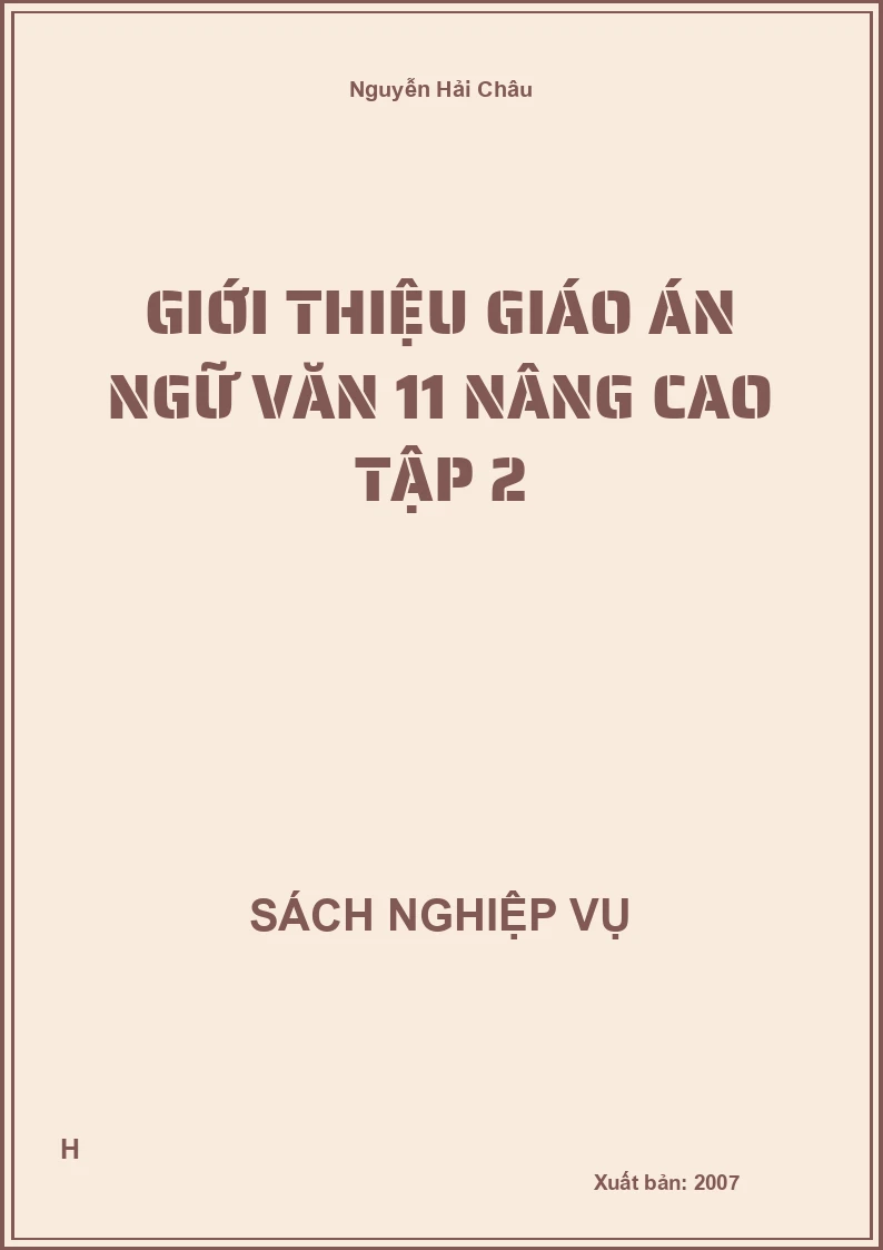 Giới thiệu giáo án ngữ văn 11 nâng cao tập 2
