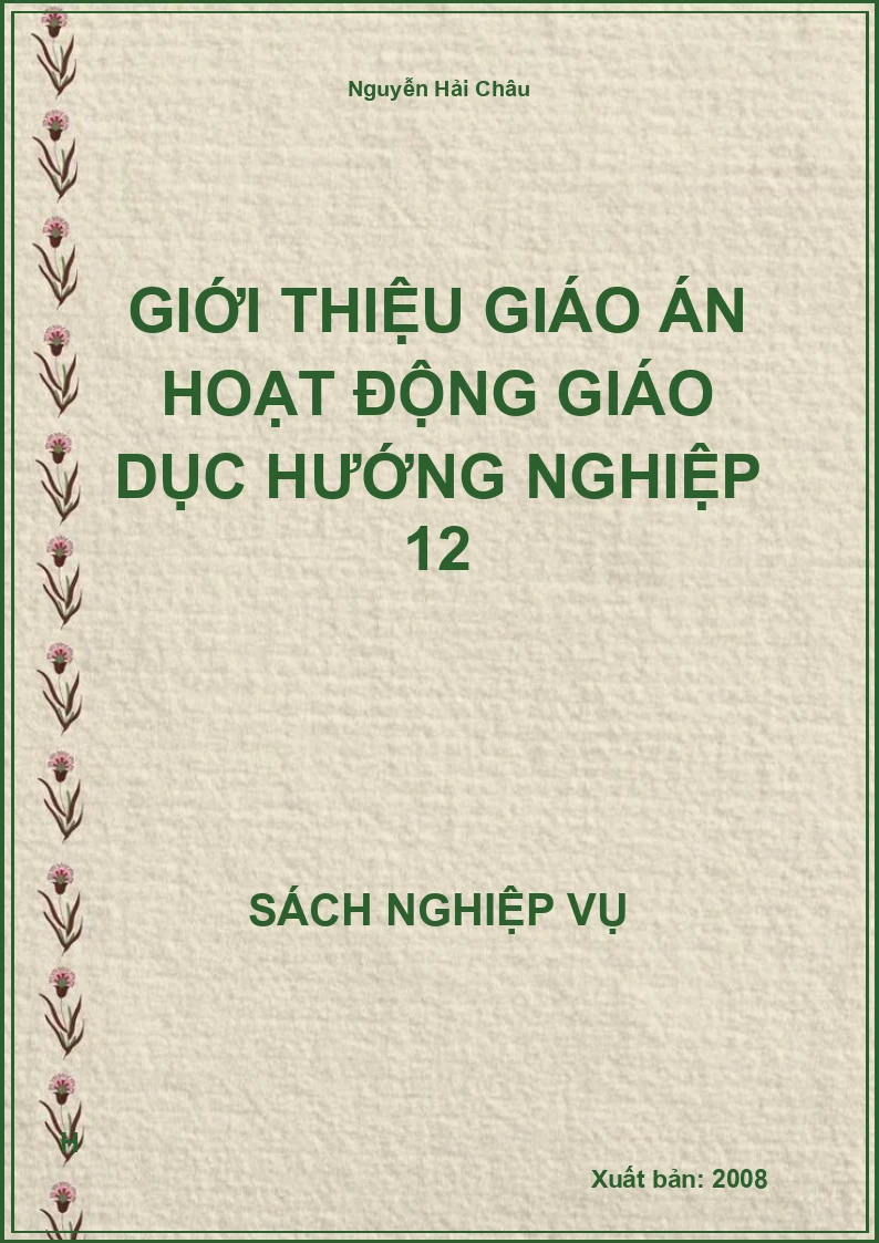 Giới thiệu giáo án hoạt động giáo dục hướng nghiệp 12