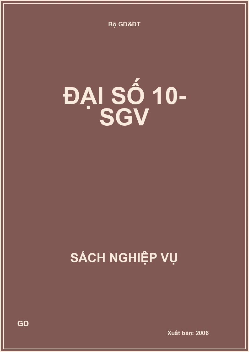 Đại số 10- SGV