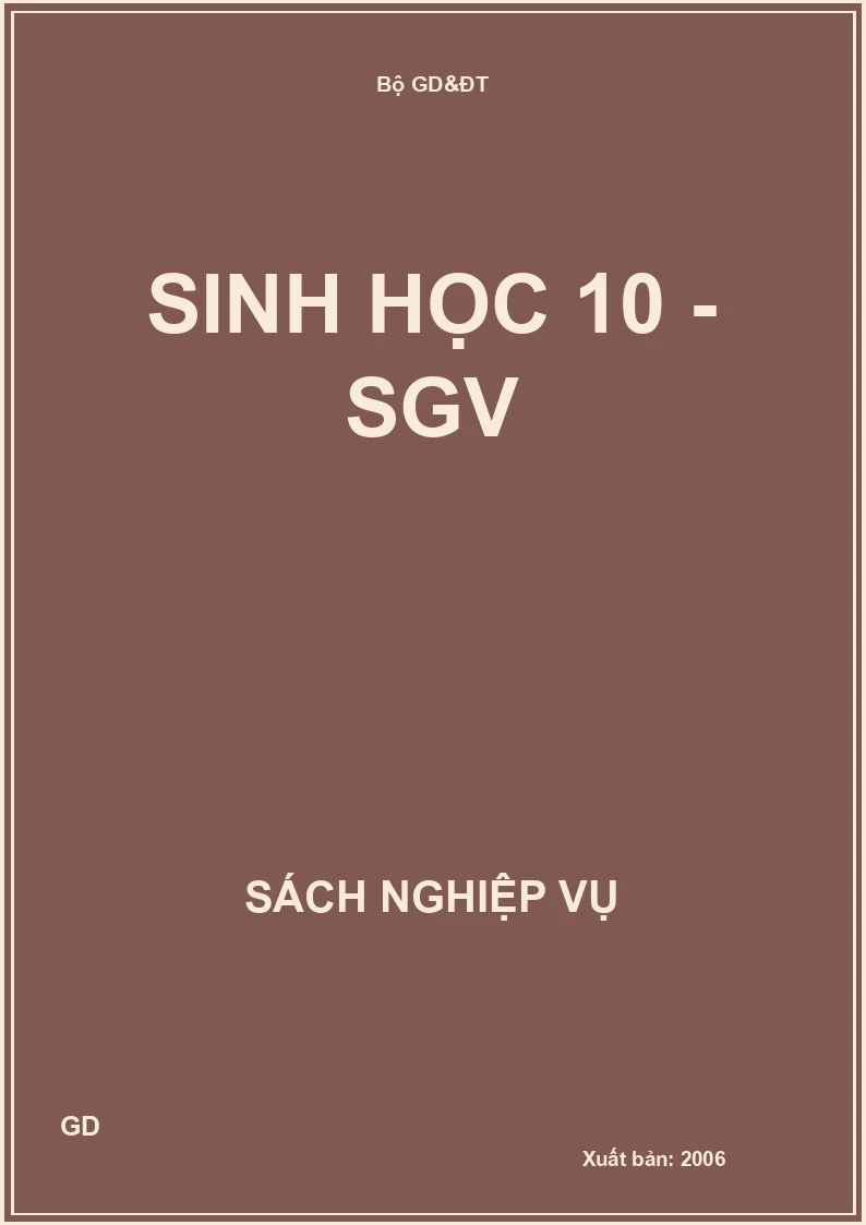Sinh học 10 - SGV