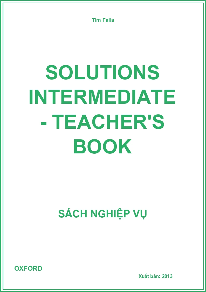 Solutions Intermediate- teacher's Book
