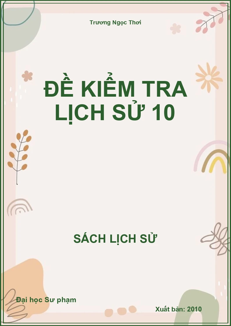 Đề kiểm tra Lịch sử 10