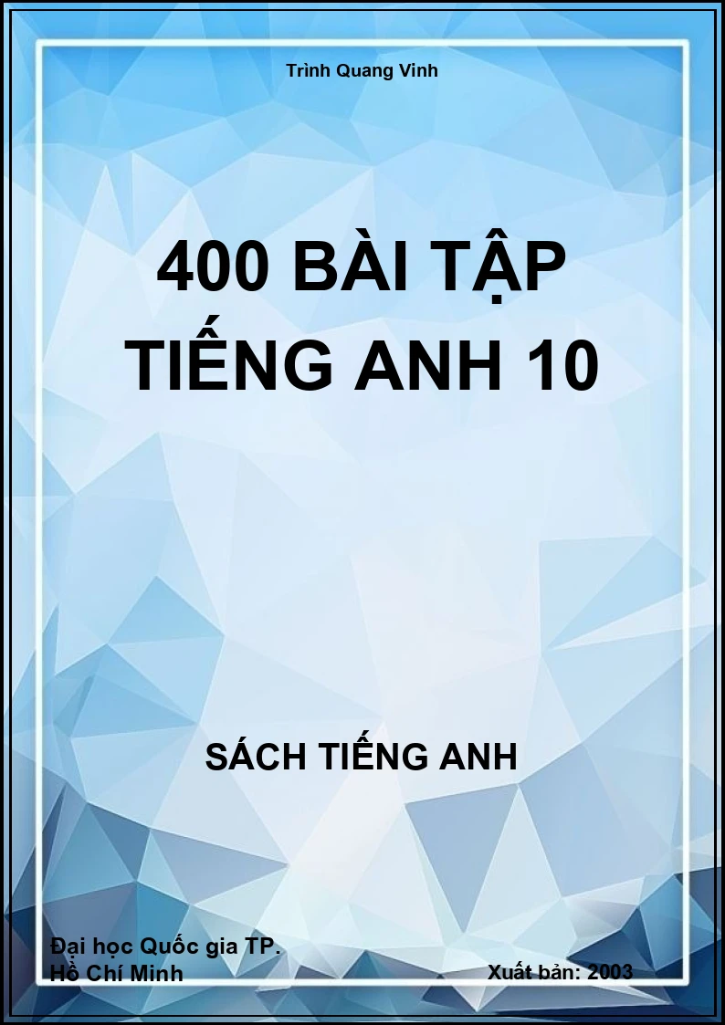400 Bài tập Tiếng Anh 10