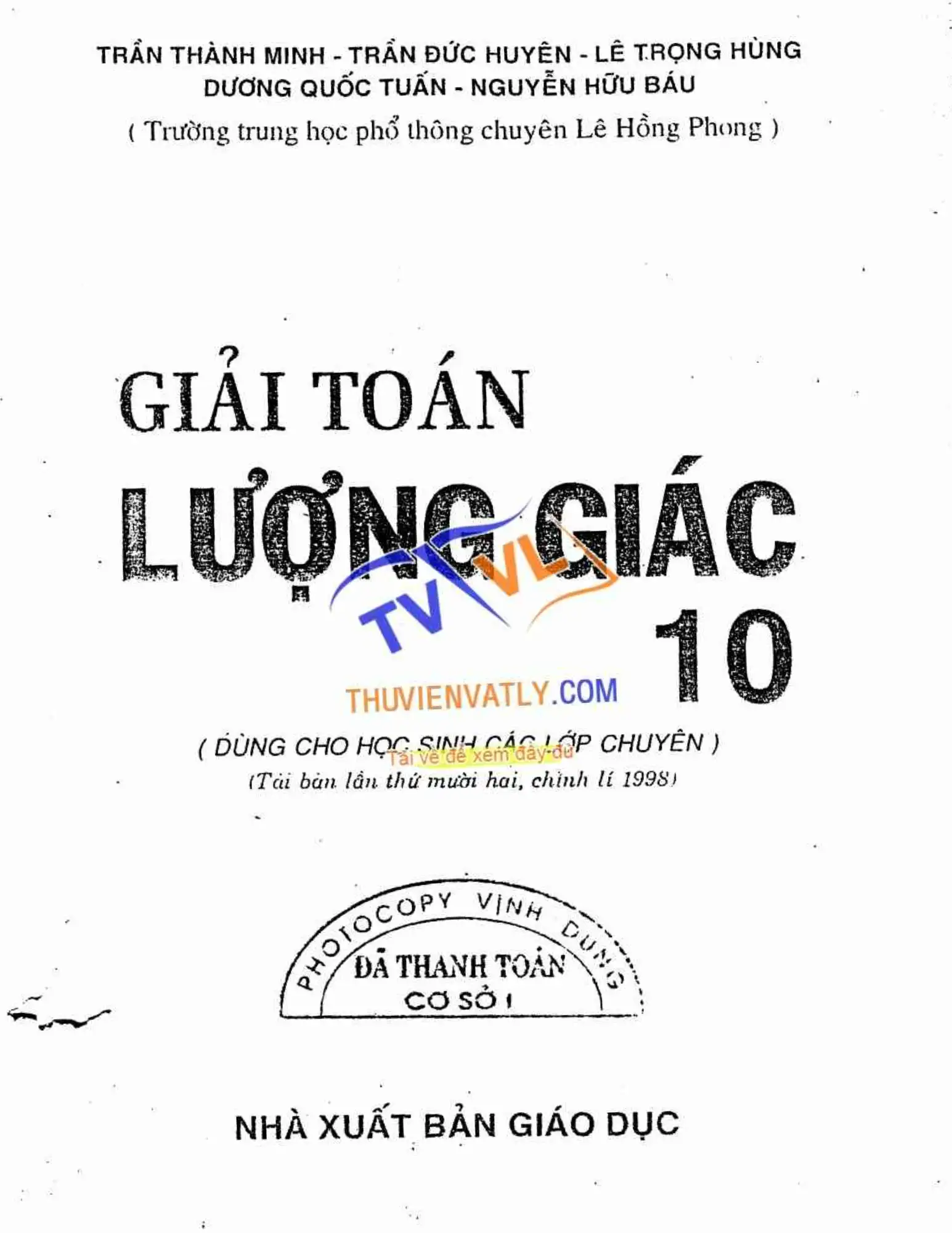 Giải toán Lượng giác 10