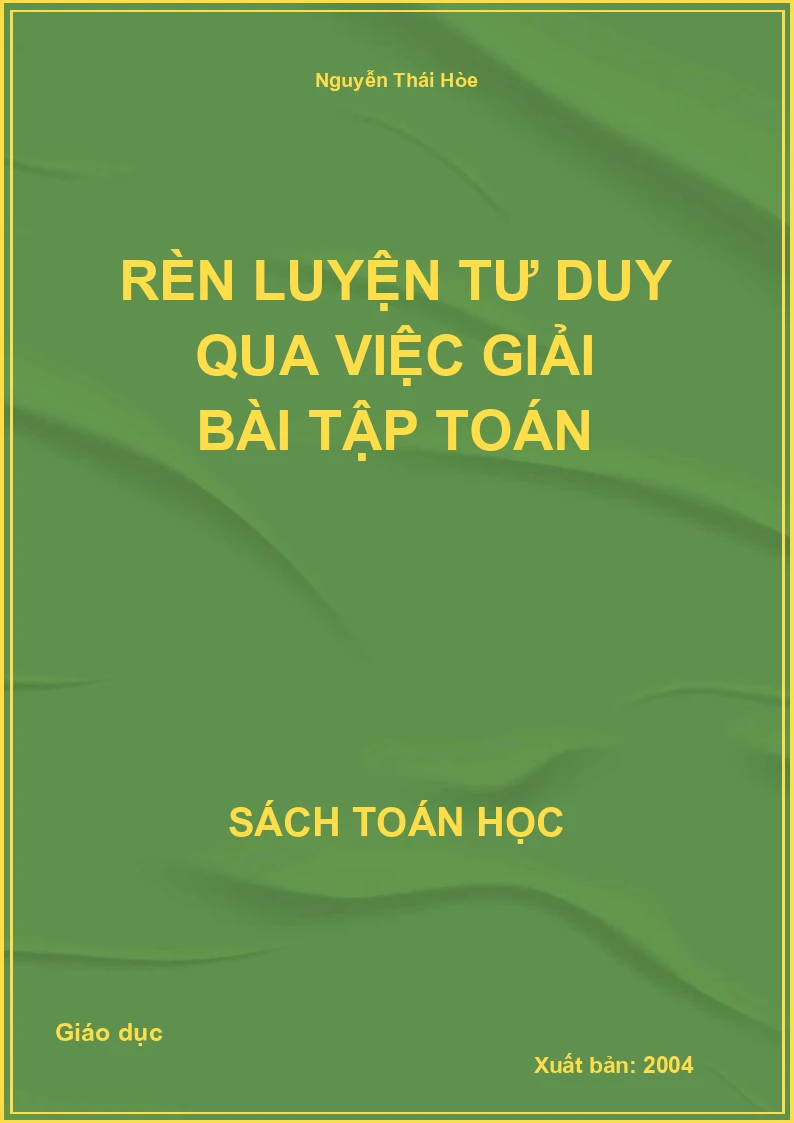 Rèn luyện tư duy qua việc giải bài tập Toán