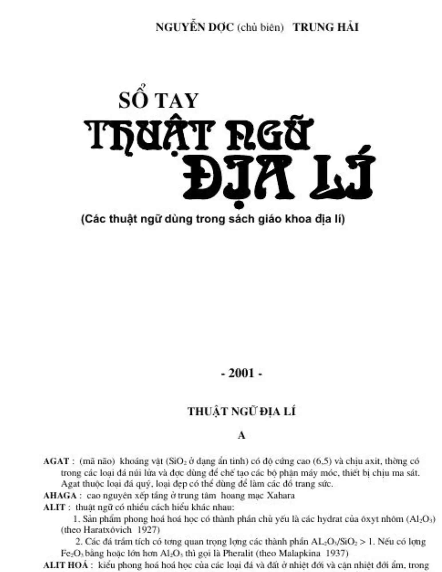 Sổ tay thuật ngữ Địa lý