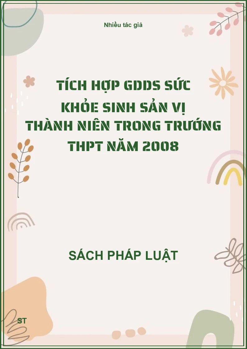 Tích hợp GDDS sức khỏe sinh sản vị thành niên trong trướng THPT năm 2008
