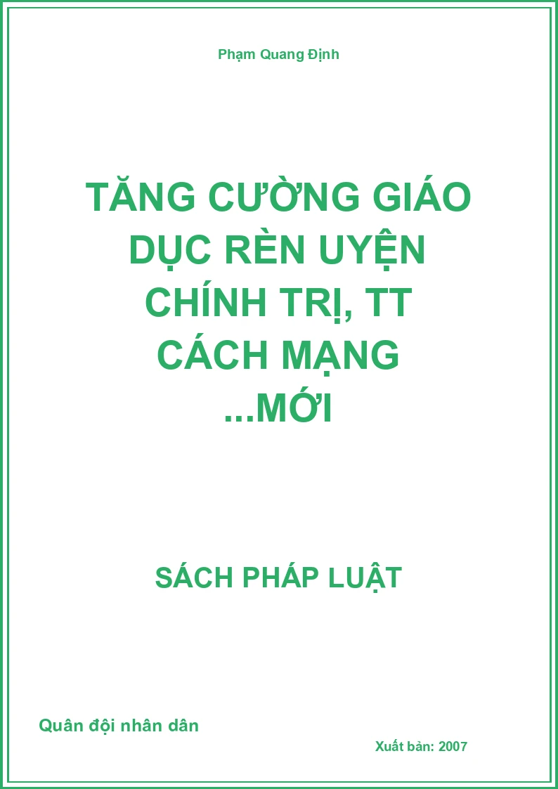 Tăng cường Giáo Dục rèn luyện chính trị, TT Cách Mạng ...mới