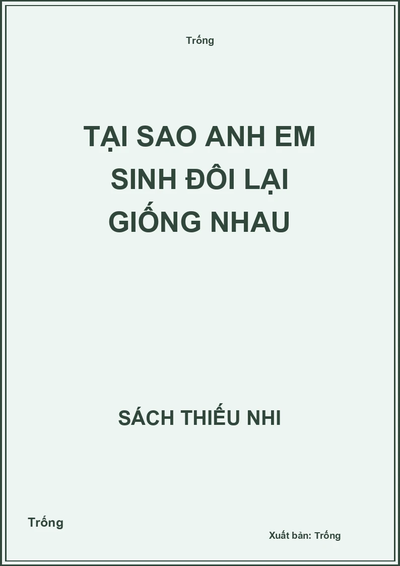 tại sao anh em sinh đôi lại giống nhau