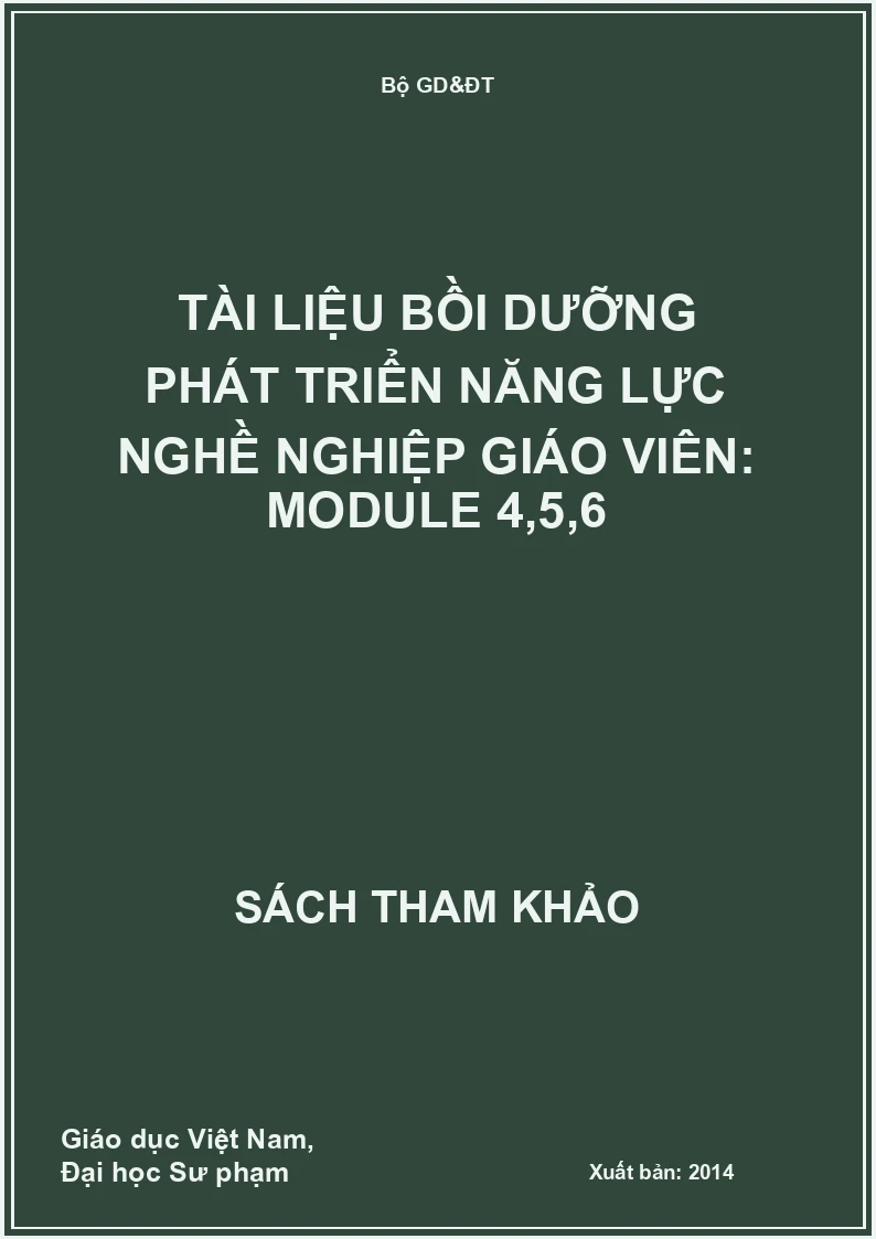 Tài liệu bồi dưỡng phát triển năng lực nghề nghiệp giáo viên: Module 4,5,6